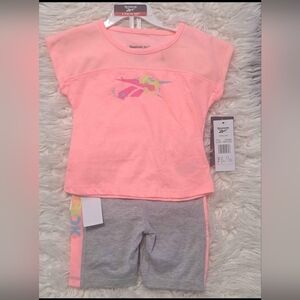 Brand New Reebok 3 Piece Pink and Gray Toddler Outfit